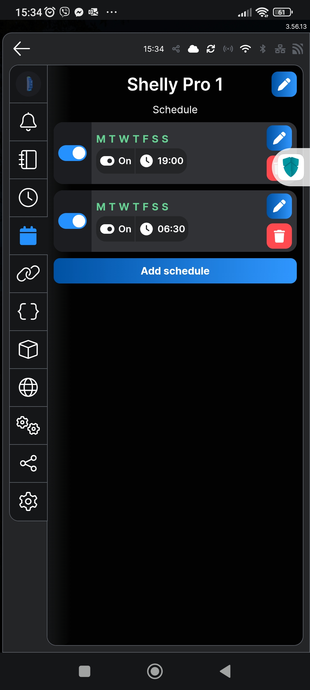 Shelly App Screen 1